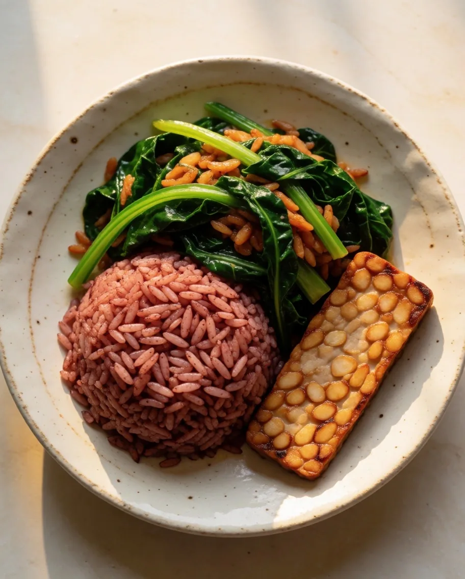 Indonesian whole foods and botanicals on a plate
